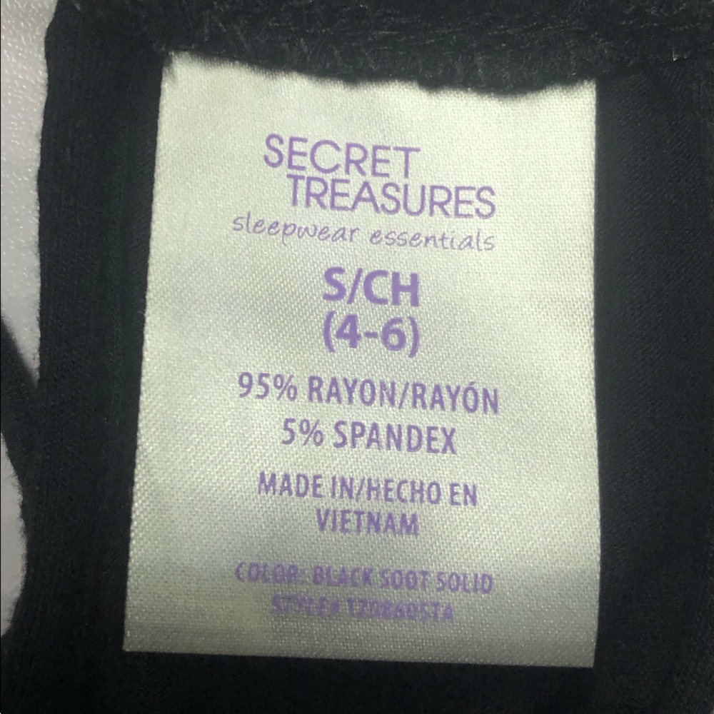 🧿 Secret Treasures Black Chemise Gown Sleepwear Size Small 4-6